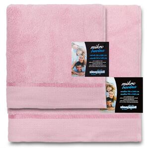 Jednobarevný froté ručník z extra jemné bavlny (mikrobavlny). Barva ručníku je růžová. Rozměr ručníku 50x100 cm. Plošná hmotnost 450 g/m2. Praní na 60°C