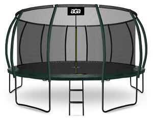 Aga Trampolína 500 cm Tmavě zelená + ochranná síť + žebřík