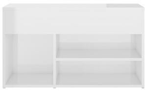 Lavice Norwa s botníkem - 80x30x45 cm | bílá vysoký lesk
