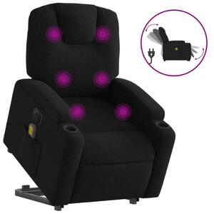 Elektrické zvedací masání polohovací křeslo erné textil