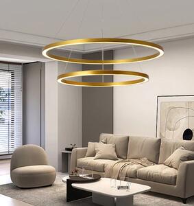 Immax NEO FINO Smart závěsné svítidlo 2 kruhy, 60+80cm, 93W zlaté, Zigbee 3.0