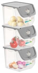 CONFORTIME Transparentní skladovací box na cibuli a brambory, 12l, světlé šedé víko AR86655