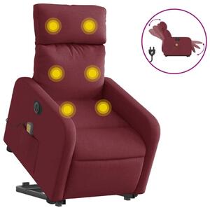 Elektrické zvedací masání polohovací křeslo vínové textil