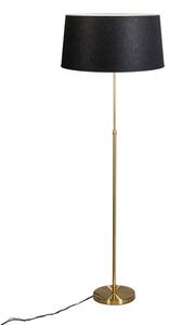 Stojací lampa zlatá/mosazná sčerným stínítkem 45cm nastavitelná - Parte