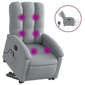 Elektrické zvedací masání polohovací křeslo svtle edé textil