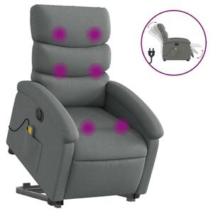 Elektrické zvedací masání polohovací křeslo tmav edé textil