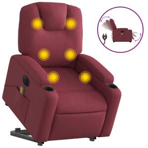 Elektrické zvedací masání polohovací křeslo vínové textil