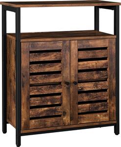 Kuchyský regál Komoda Tmav hndý kov Vzhled deva 80x70x30 cm Industrial