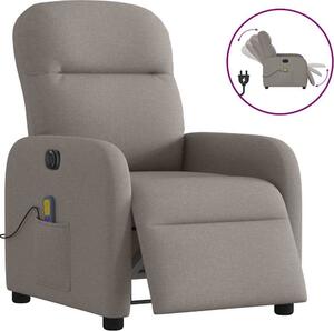 Elektrické masání polohovací křeslo taupe textil