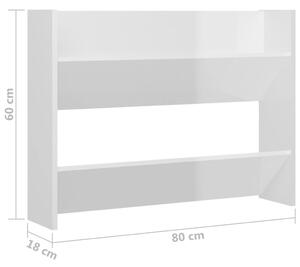 Nástěnný botník Fonzi - 80x18x60 cm | bílý s vysokým leskem