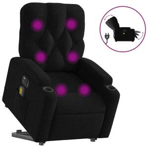 Elektrické zvedací masání polohovací křeslo erné textil