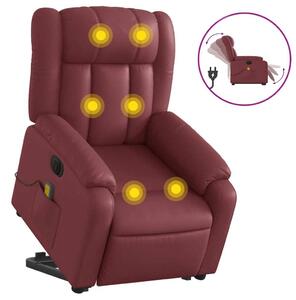 Elektrické zvedací masání polohovací křeslo vínové umlá ke