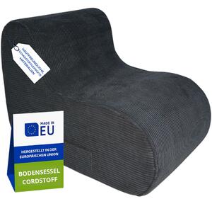 Pillows24 - Podlahové křeslo z manestrové látky 93×70×65 cm | dtské křeslo a idle s pratelným potahem pro teenagery a dosplé (grafitová)