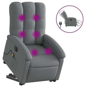 Elektrické zvedací masání polohovací křeslo tmav edé textil