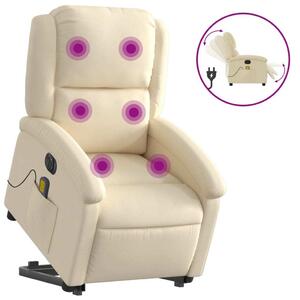 Elektrické zvedací masání polohovací křeslo krémové textil