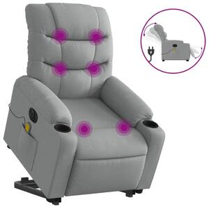 Elektrické zvedací masání polohovací křeslo svtle edé textil