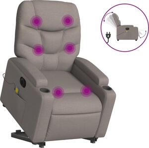 Elektrické zvedací masání polohovací křeslo taupe textil
