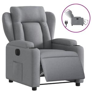 Elektrické polohovací křeslo svtle edé textil