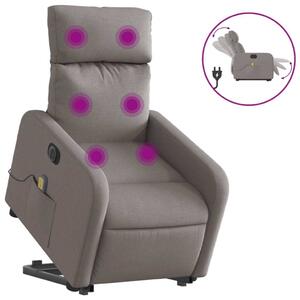Elektrické zvedací masání polohovací křeslo taupe textil
