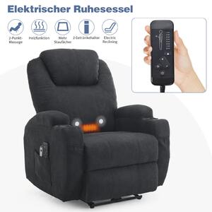 FCH Elektrické masání křeslo s tepelnou funkcí a vibraní masáí, polohovatelné TV křeslo s relaxaní funkcí a dálkovým ovládáním, erné