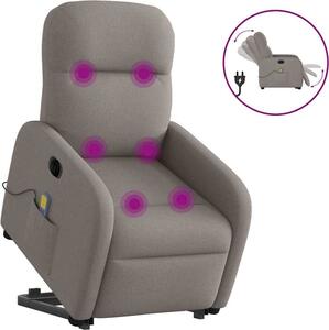 Elektrické zvedací masání polohovací křeslo taupe textil