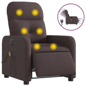 Elektrické masání polohovací křeslo tmav hndé textil