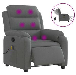 Elektrické masání polohovací křeslo tmav edé textil