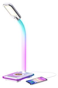 LED stolní lampička Immax GAMER RGB, QI nabíjení , USB výstup, bílá