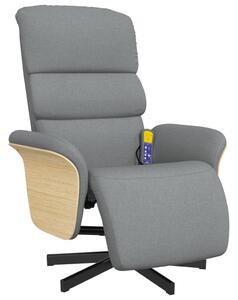 Masání polohovací křeslo s podnokou svtle edé textil
