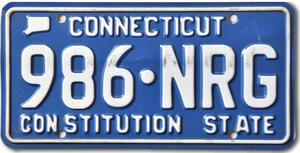 Americká SPZ Connecticut Blue 986-NRG