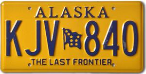 Americká SPZ Alaska Last Frontier KJV-840