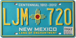 Americká SPZ New Mexico Blue LJM-720
