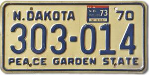 Americká SPZ North Dakota 1970 Peace Garden 303-014