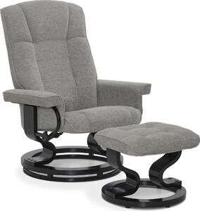 M MCombo polohovací křeslo s taburetem, otoné TV křeslo s funkcí polohování o 360°, moderní polohovací křeslo do obývacího pokoje, , látka, 9019 (svtle edá látka)