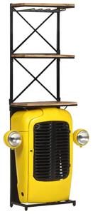 Stojan na víno traktor - masivní mangovník - 49x31x170 cm | žlutý