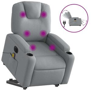 Elektrické zvedací masání polohovací křeslo svtle edé textil