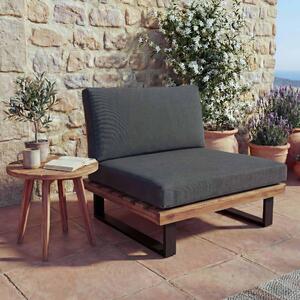 Lounge chair HWC-H54, zahradní křeslo, spun polyakátové dřevo s certifikátem , hliník hndá, tmav edé alounní