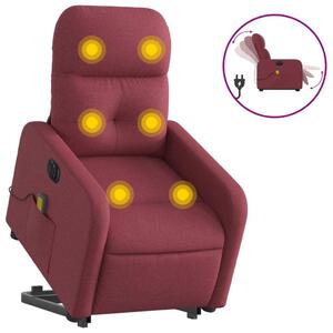Elektrické zvedací masání polohovací křeslo vínové textil