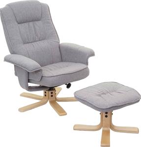 Relaxaní křeslo M56, TV křeslo TV křeslo s taburetem, tkanina/textil, certifikováno svtle edé