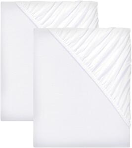 Livarno home Sada žerzejových napínacích prostěradel, 90-100 x 200 cm, 2dílná, bílá (800008939)