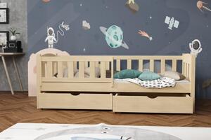 Dětská postel s úložným prostorem Bolek, Borovice přírodní, 90x200 cm