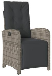 3dílný bistro set s poduškami šedý polyratan