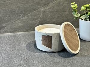 Obeton Sypaná svíčka v betonu Evan 450g - přírodní/ořech