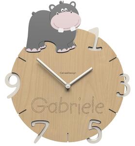 Dětské hodiny CalleaDesign hroch 36cm (možnost vlastního jména)