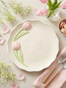 Sinsay - Talíř s motivem tulipánů - bílá