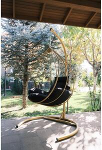 Závěsné zahradní křeslo v černo-zlaté barvě Damla – Floriane Garden
