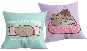 Oboustranný polštář kočička Pusheen - motiv The lazy club - 40 x 40 cm