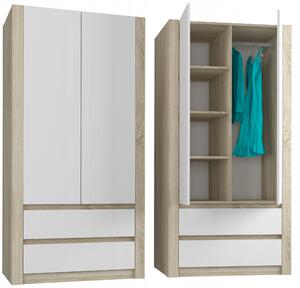 Skříň 90 cm 2d 2sz sonoma mix bílá B-9