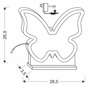 LED Dětská stolní lampa BUTTERFLY LED/14W/230V růžová