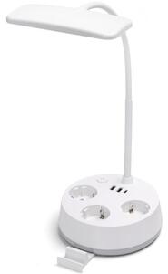 Aigostar - LED Stmívatelná stolní lampa se zásuvkami a USB LED/4,6W/230V bílá